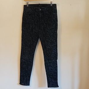 EUC J Brand jeans, denim with black brocade